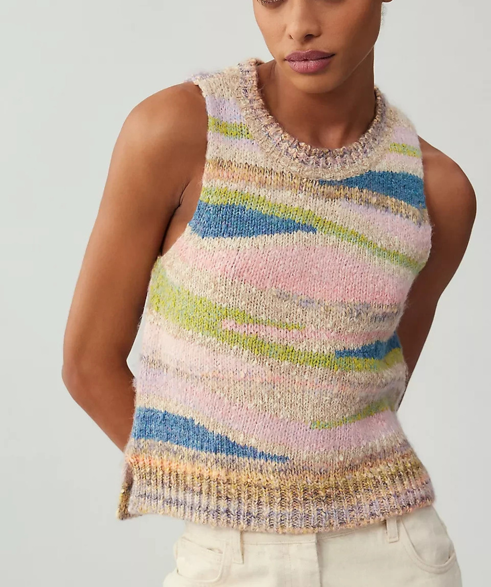 Anthropologie Pilcro Wool Sweater Best Tank top Y2K Colorful Size Small A009984